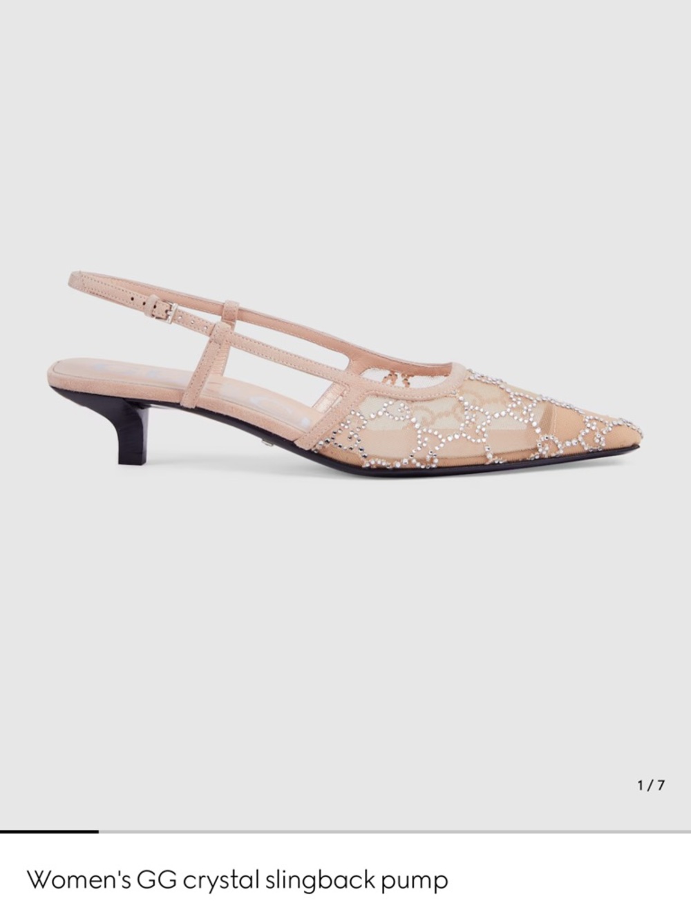 Gucci Pink-Beige Crystal-Embellished Slingback Pump